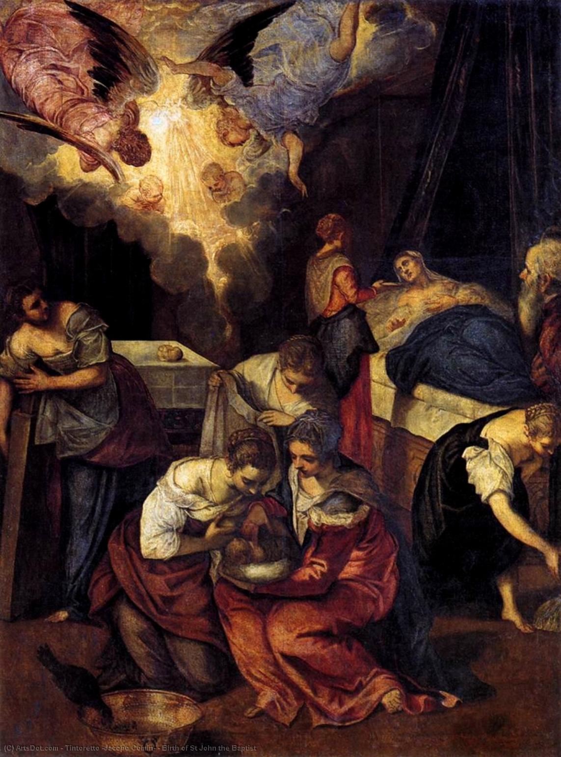 Wikioo.org - สารานุกรมวิจิตรศิลป์ - จิตรกรรม Tintoretto (Jacopo Comin) - Birth of St John the Baptist
