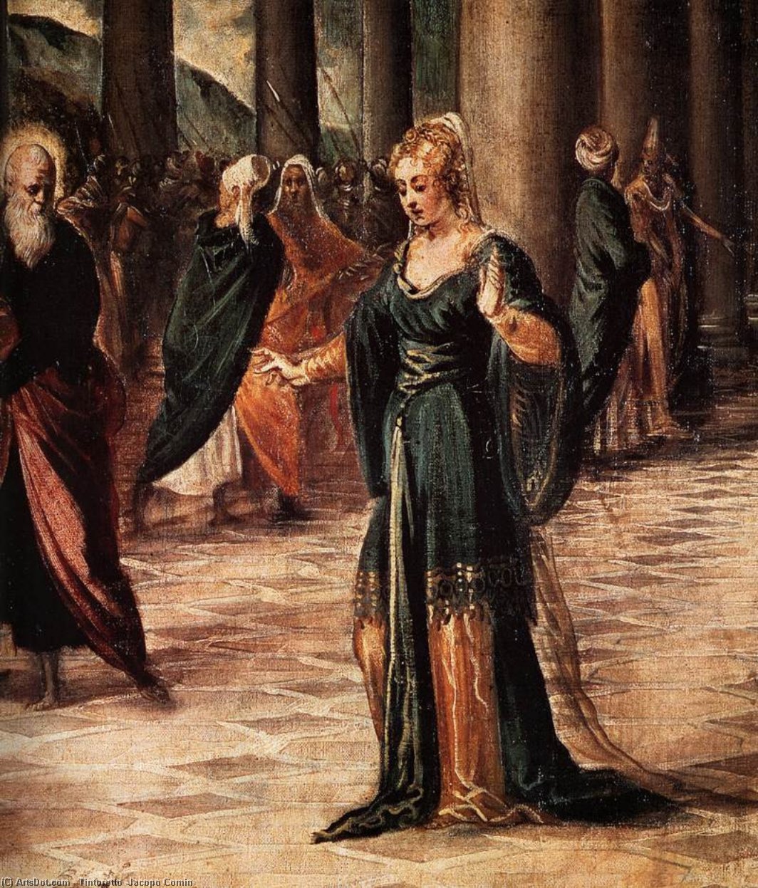 Wikioo.org – L'Enciclopedia delle Belle Arti - Pittura, Opere di Tintoretto (Jacopo Comin) - cristo e le  Antartico  donna  preso  contro  adulterio  particolare