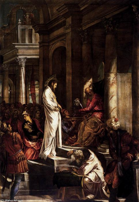 Wikioo.org - Die Enzyklopädie bildender Kunst - Malerei, Kunstwerk von Tintoretto (Jacopo Comin) - Christus vor Pilatus