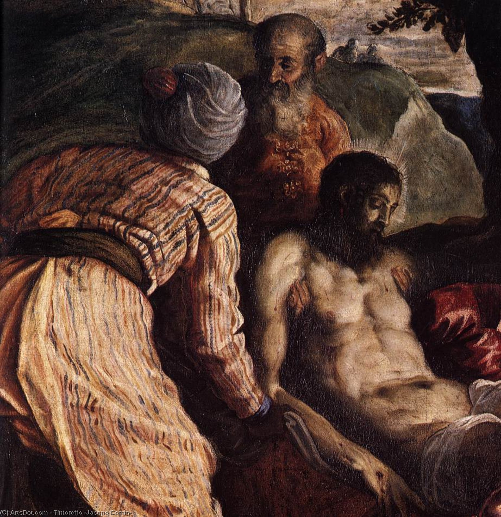 Wikioo.org – L'Enciclopedia delle Belle Arti - Pittura, Opere di Tintoretto (Jacopo Comin) - cristo trasportato  per  dopodomani  tomba  particolare