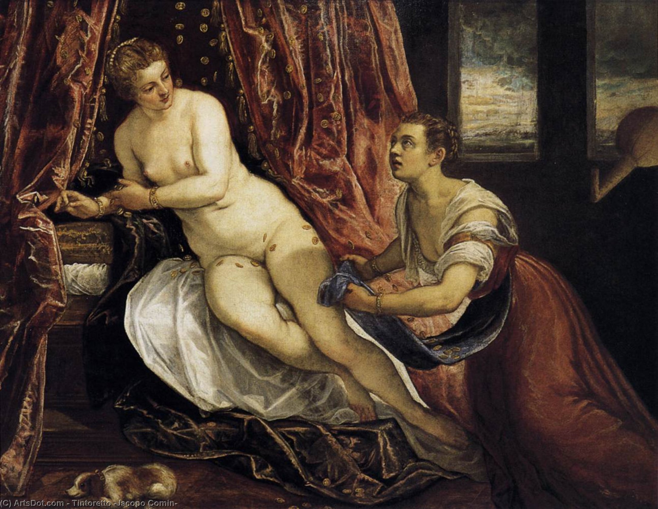 WikiOO.org - Encyclopedia of Fine Arts - Festés, Grafika Tintoretto (Jacopo Comin) - Danaë