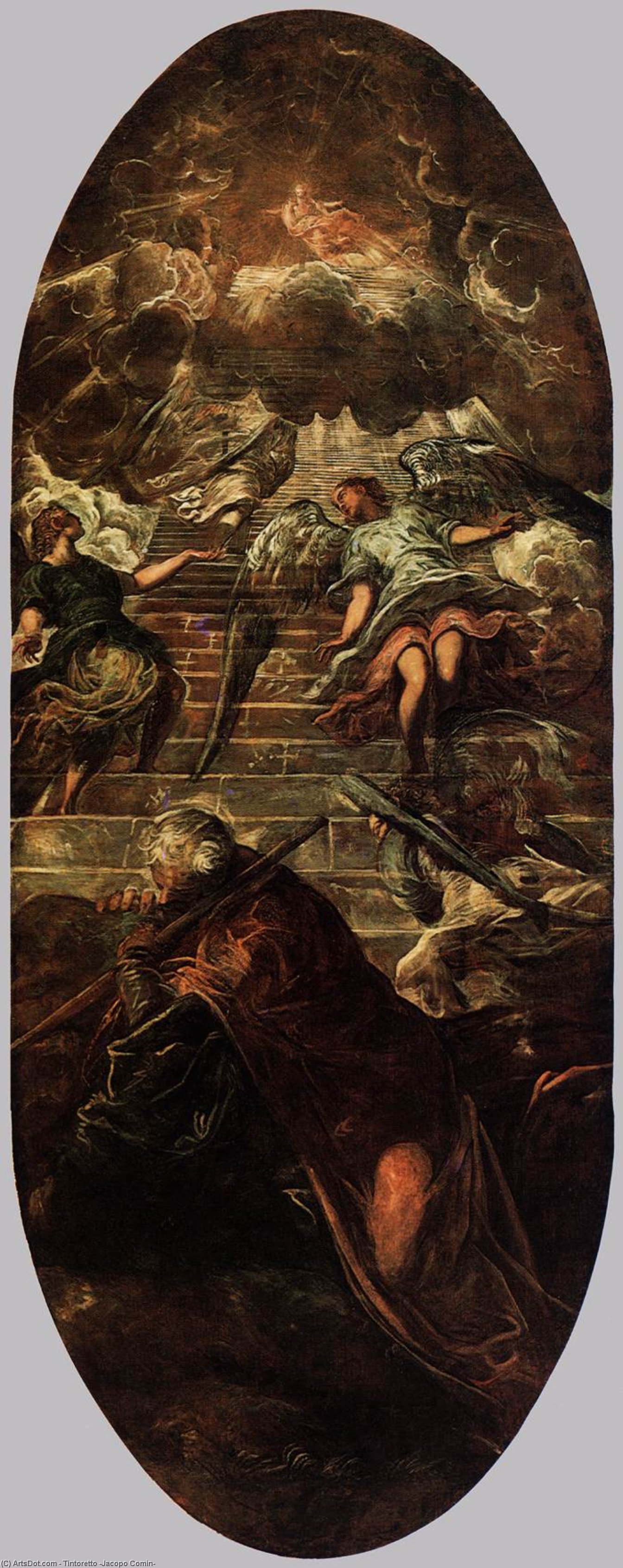 Wikioo.org - The Encyclopedia of Fine Arts - Painting, Artwork by Tintoretto (Jacopo Comin) - Jacob's Ladder