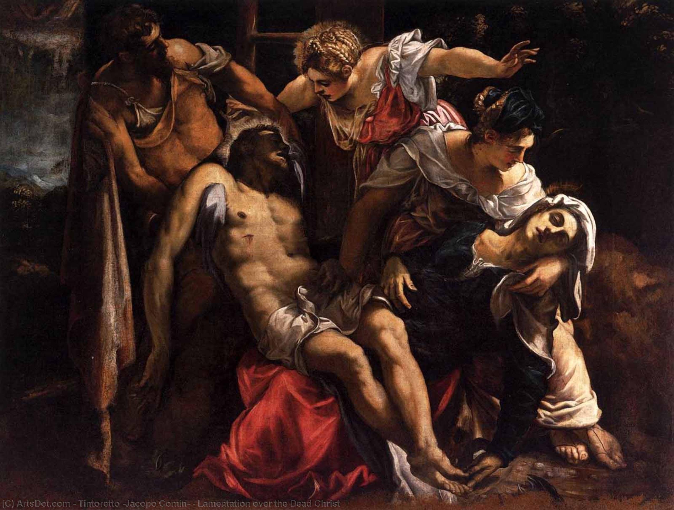 WikiOO.org - Güzel Sanatlar Ansiklopedisi - Resim, Resimler Tintoretto (Jacopo Comin) - Lamentation over the Dead Christ