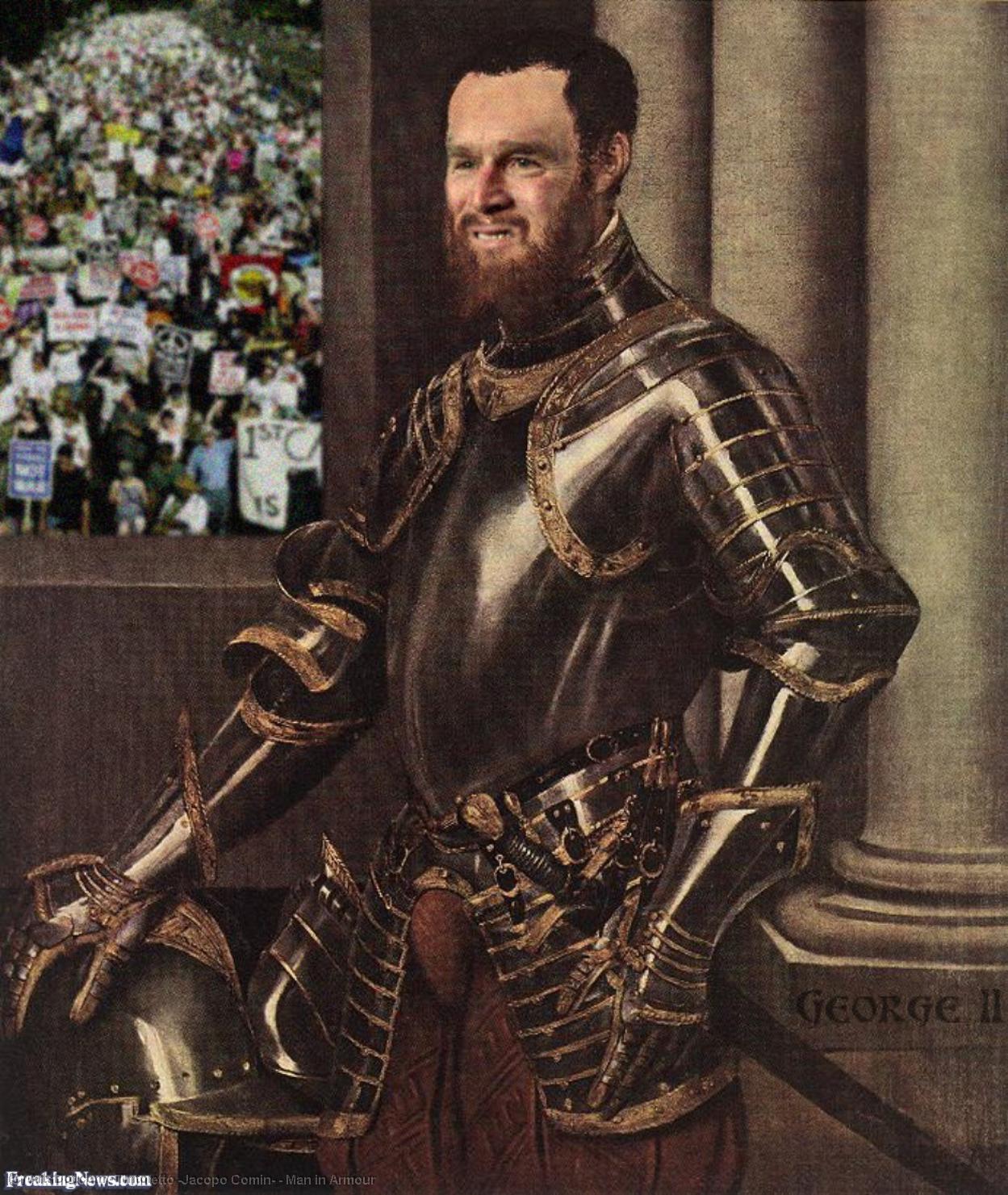 Wikioo.org – La Enciclopedia de las Bellas Artes - Pintura, Obras de arte de Tintoretto (Jacopo Comin) - El hombre en armadura
