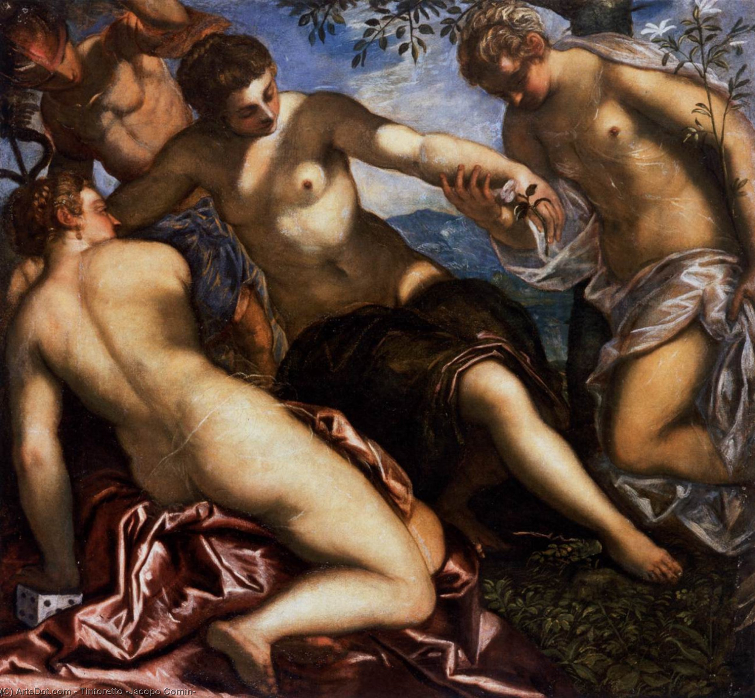 Wikioo.org - The Encyclopedia of Fine Arts - Painting, Artwork by Tintoretto (Jacopo Comin) - Mercury and the Graces