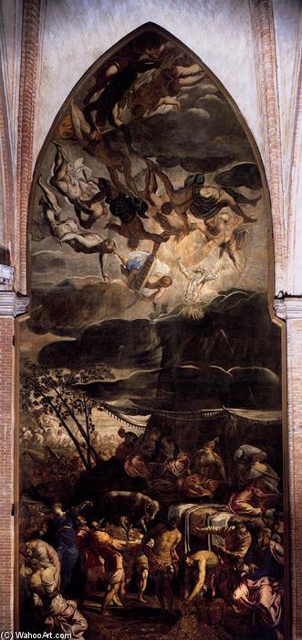 Wikioo.org - Bách khoa toàn thư về mỹ thuật - Vẽ tranh, Tác phẩm nghệ thuật Tintoretto (Jacopo Comin) - Moses Receiving the Tables of the Law
