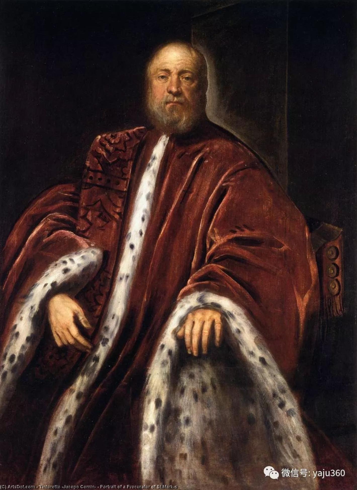 Wikioo.org – L'Enciclopedia delle Belle Arti - Pittura, Opere di Tintoretto (Jacopo Comin) - Ritratto di una Procuratore di st Mark's
