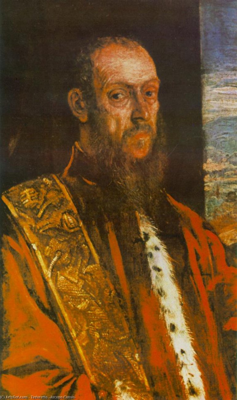 Wikoo.org - موسوعة الفنون الجميلة - اللوحة، العمل الفني Tintoretto (Jacopo Comin) - Portrait of Vincenzo Morosini
