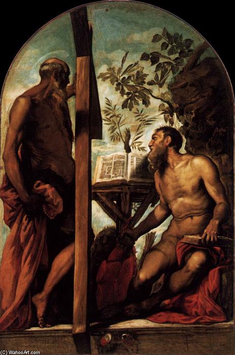 WikiOO.org - Енциклопедия за изящни изкуства - Живопис, Произведения на изкуството Tintoretto (Jacopo Comin) - St Jerome and St Andrew