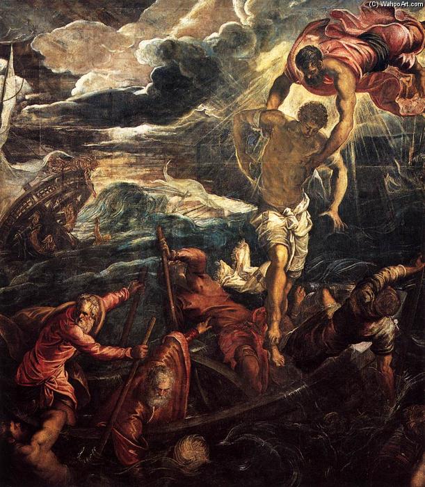 Wikioo.org – La Enciclopedia de las Bellas Artes - Pintura, Obras de arte de Tintoretto (Jacopo Comin) - san marca Rescatando  Un  sarraceno de un naufragio