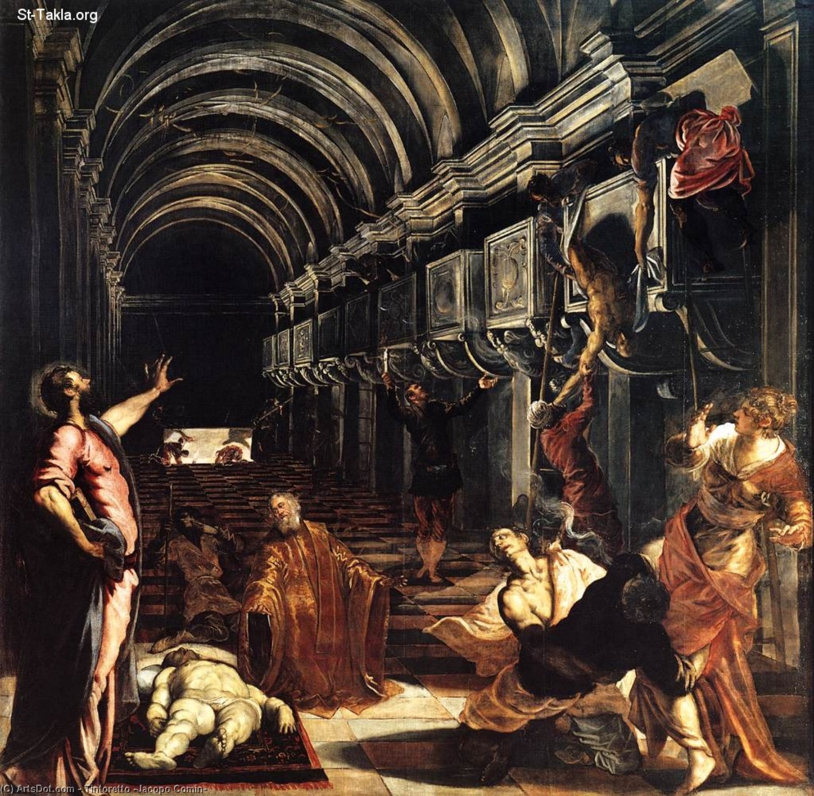 WikiOO.org - Εγκυκλοπαίδεια Καλών Τεχνών - Ζωγραφική, έργα τέχνης Tintoretto (Jacopo Comin) - St Mark Working Many Miracles