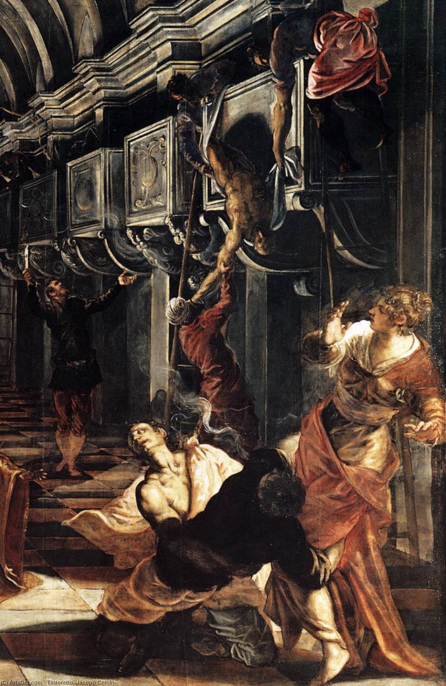 Wikioo.org - The Encyclopedia of Fine Arts - Painting, Artwork by Tintoretto (Jacopo Comin) - St Mark Working Many Miracles (detail)