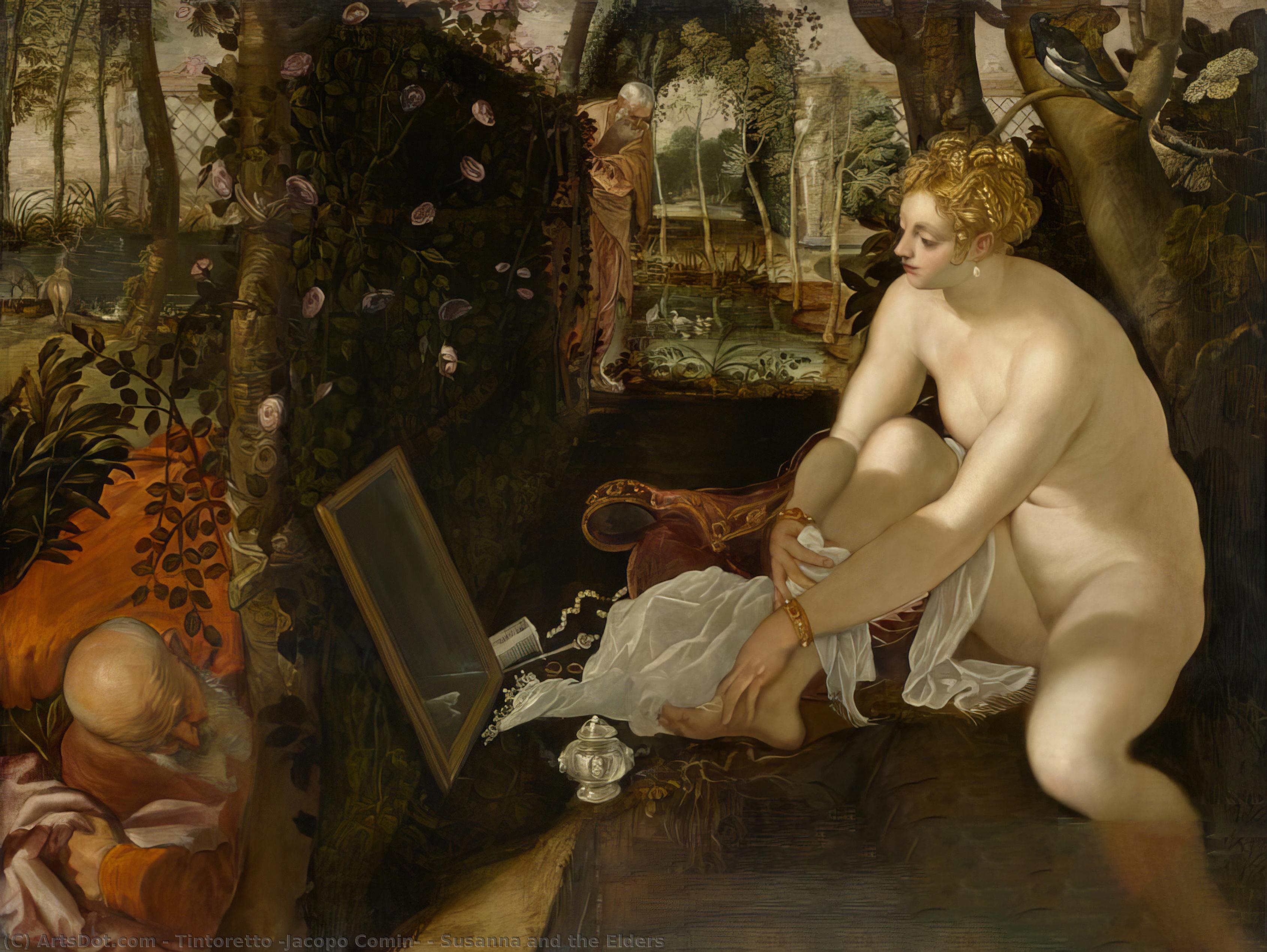 Wikioo.org – La Enciclopedia de las Bellas Artes - Pintura, Obras de arte de Tintoretto (Jacopo Comin) - susanna y los ancianos