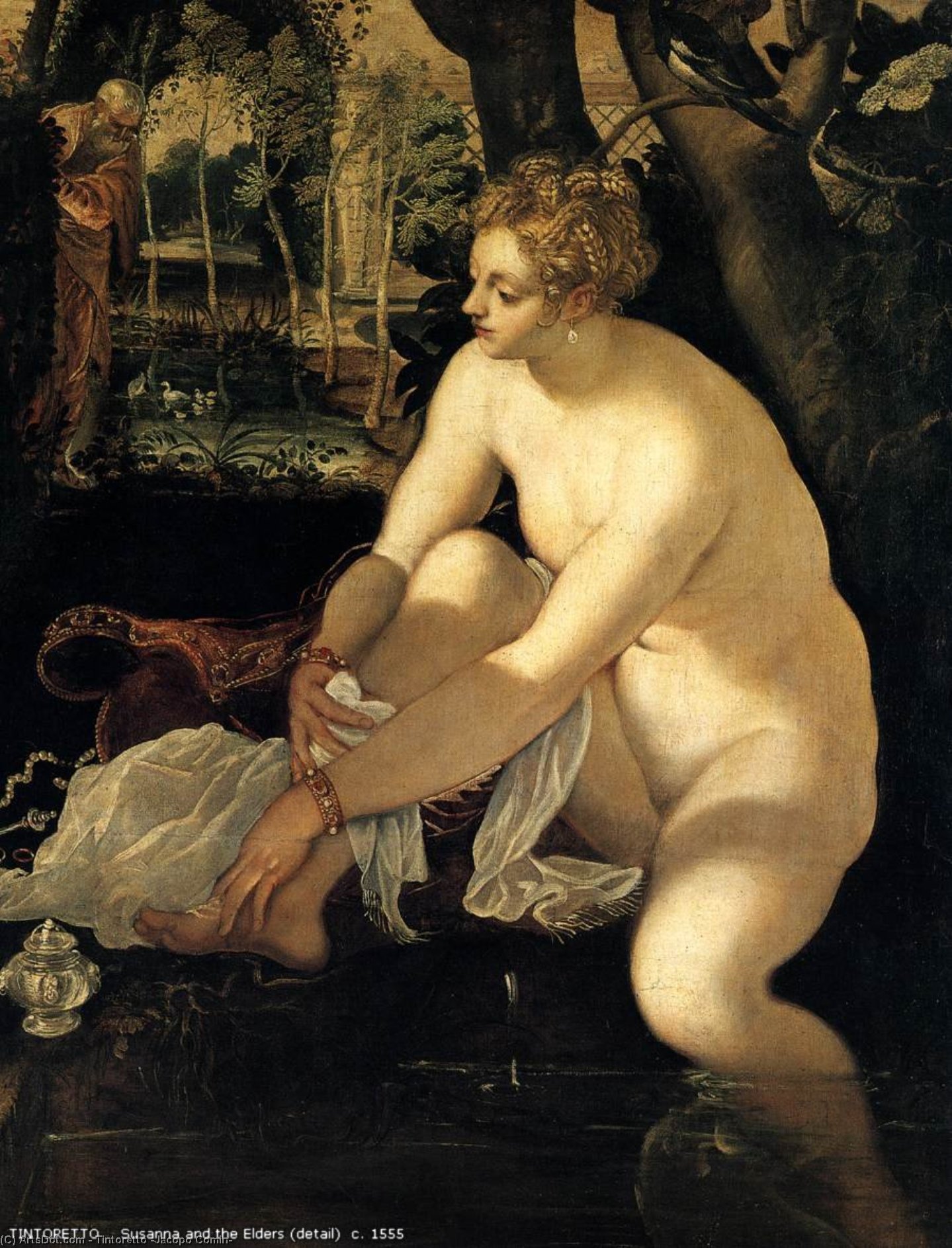 Wikioo.org – La Enciclopedia de las Bellas Artes - Pintura, Obras de arte de Tintoretto (Jacopo Comin) - Susana y los ancianos Detalle