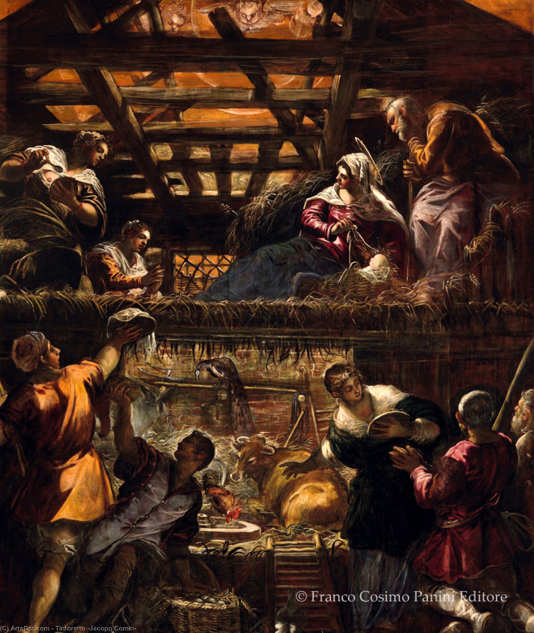 Wikoo.org - موسوعة الفنون الجميلة - اللوحة، العمل الفني Tintoretto (Jacopo Comin) - The Adoration of the Shepherds