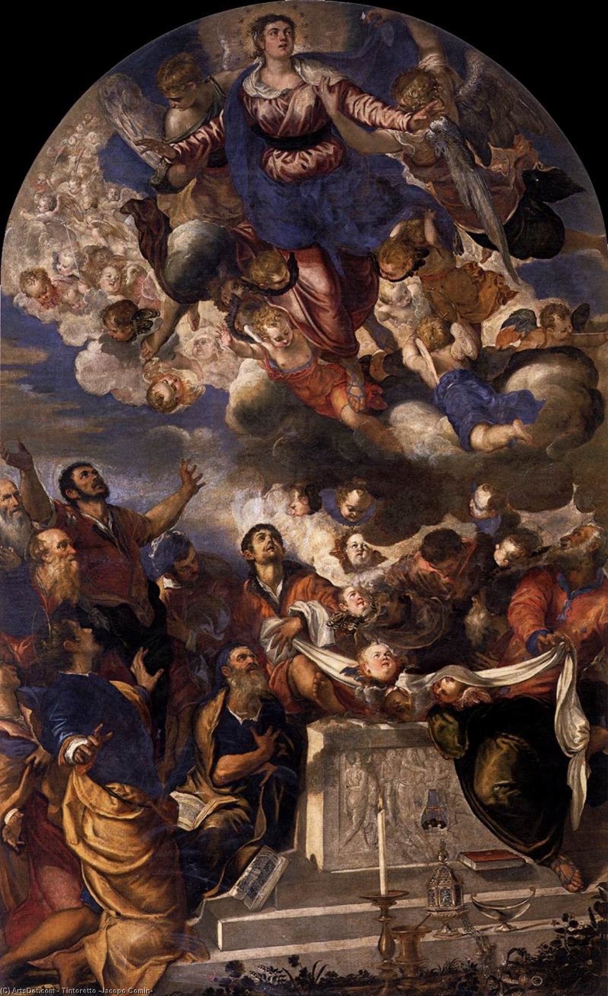 WikiOO.org - Encyclopedia of Fine Arts - Maľba, Artwork Tintoretto (Jacopo Comin) - The Assumption