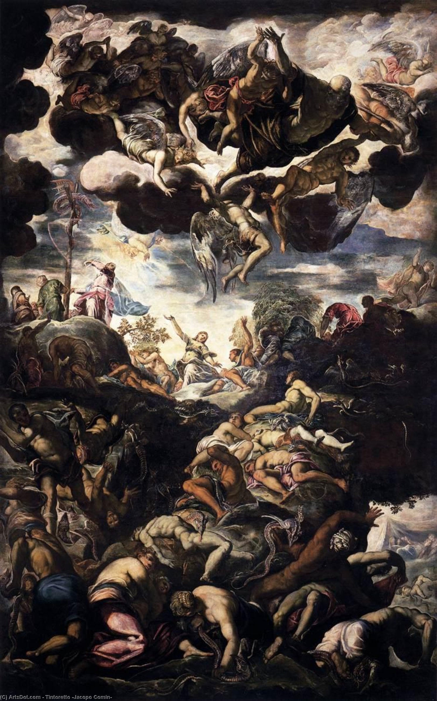 Wikioo.org - The Encyclopedia of Fine Arts - Painting, Artwork by Tintoretto (Jacopo Comin) - The Brazen Serpent
