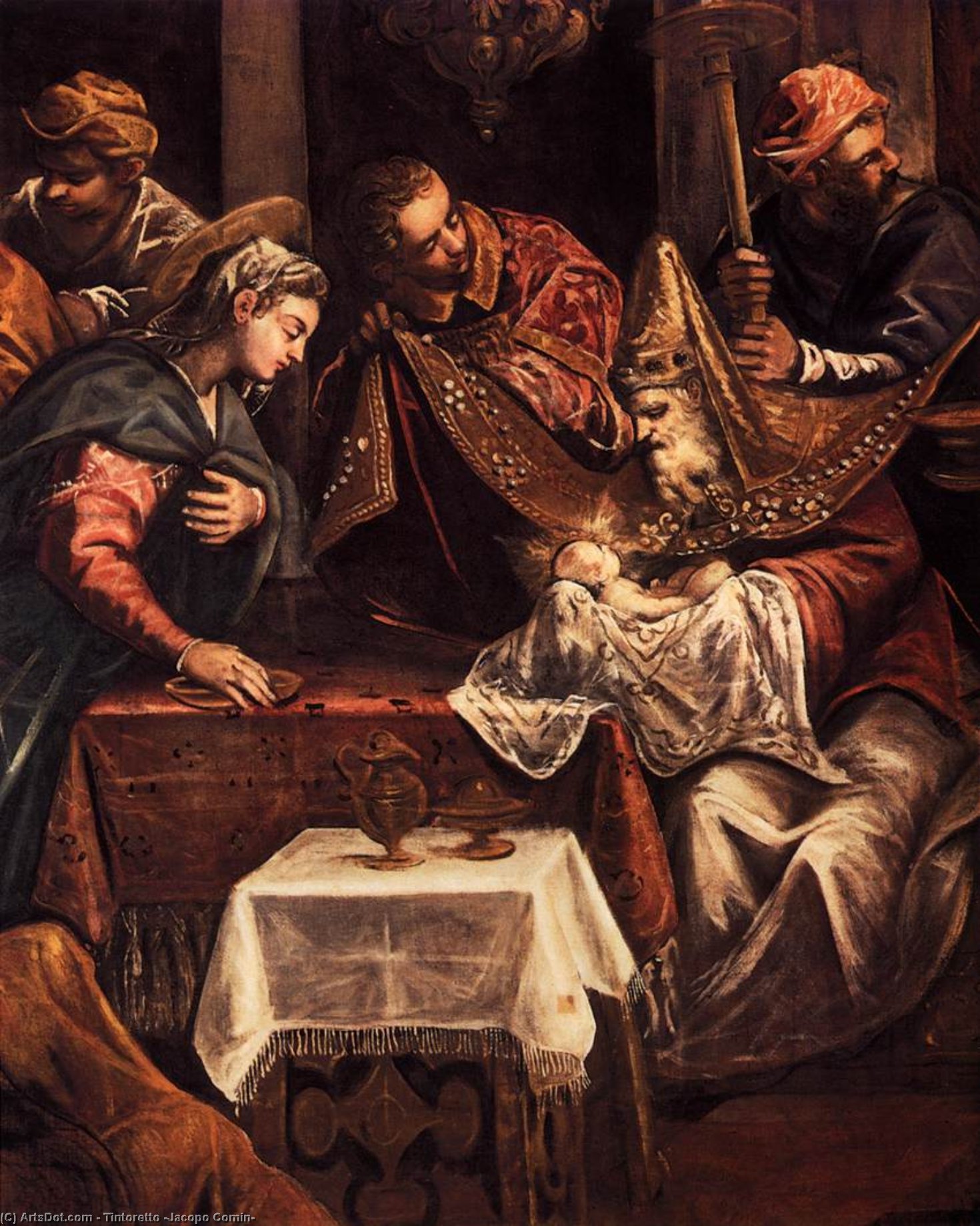 Wikioo.org - สารานุกรมวิจิตรศิลป์ - จิตรกรรม Tintoretto (Jacopo Comin) - The Circumcision (detail)