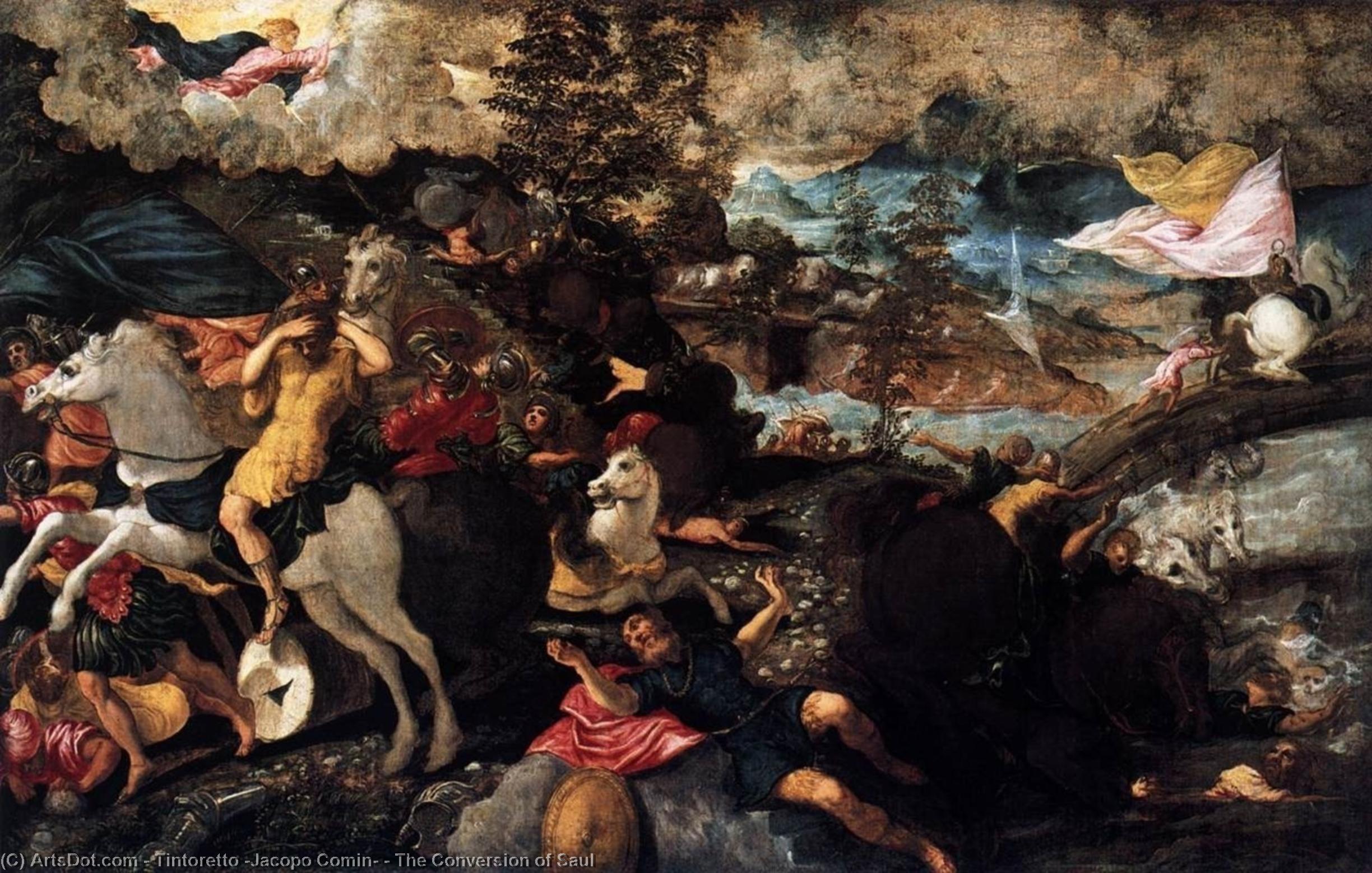 Wikioo.org – La Enciclopedia de las Bellas Artes - Pintura, Obras de arte de Tintoretto (Jacopo Comin) - La conversión de Saulo