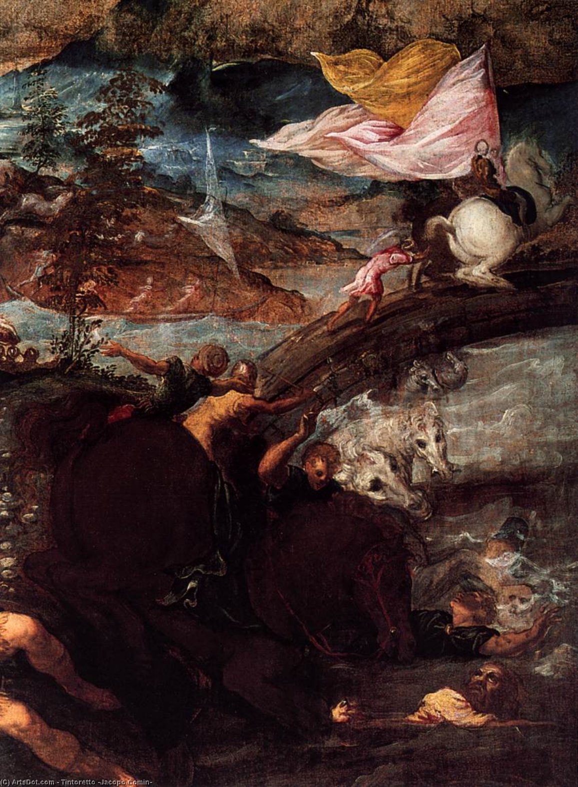 Wikioo.org – L'Encyclopédie des Beaux Arts - Peinture, Oeuvre de Tintoretto (Jacopo Comin) - La conversion de Saul détail