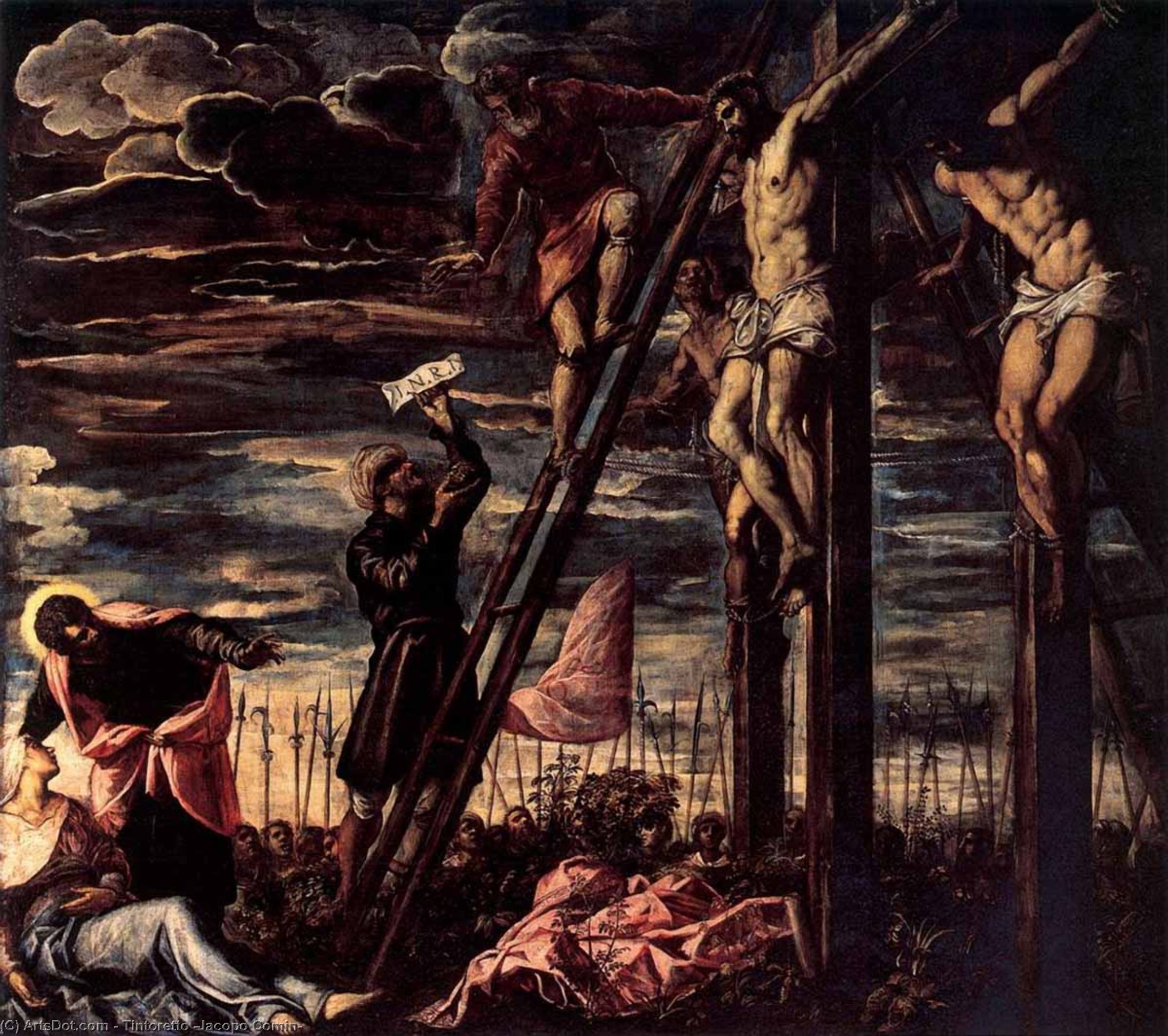 WikiOO.org - Енциклопедия за изящни изкуства - Живопис, Произведения на изкуството Tintoretto (Jacopo Comin) - The Crucifixion of Christ