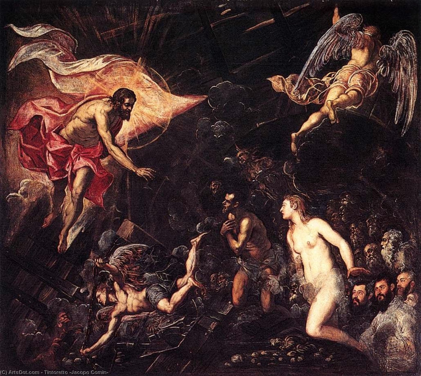 WikiOO.org – 美術百科全書 - 繪畫，作品 Tintoretto (Jacopo Comin) - 暗袭到地狱