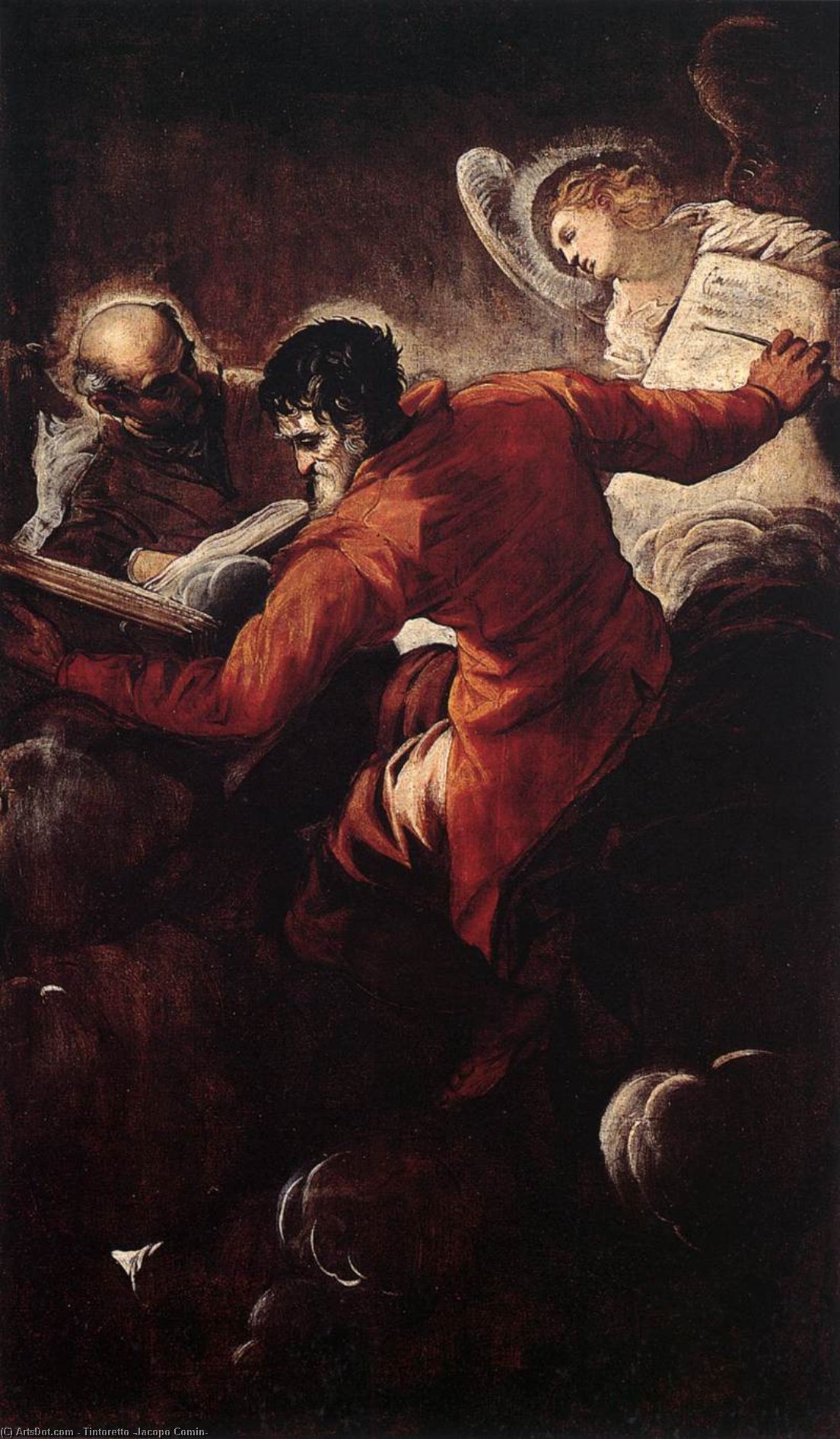 WikiOO.org - 백과 사전 - 회화, 삽화 Tintoretto (Jacopo Comin) - The Evangelists Luke and Matthew