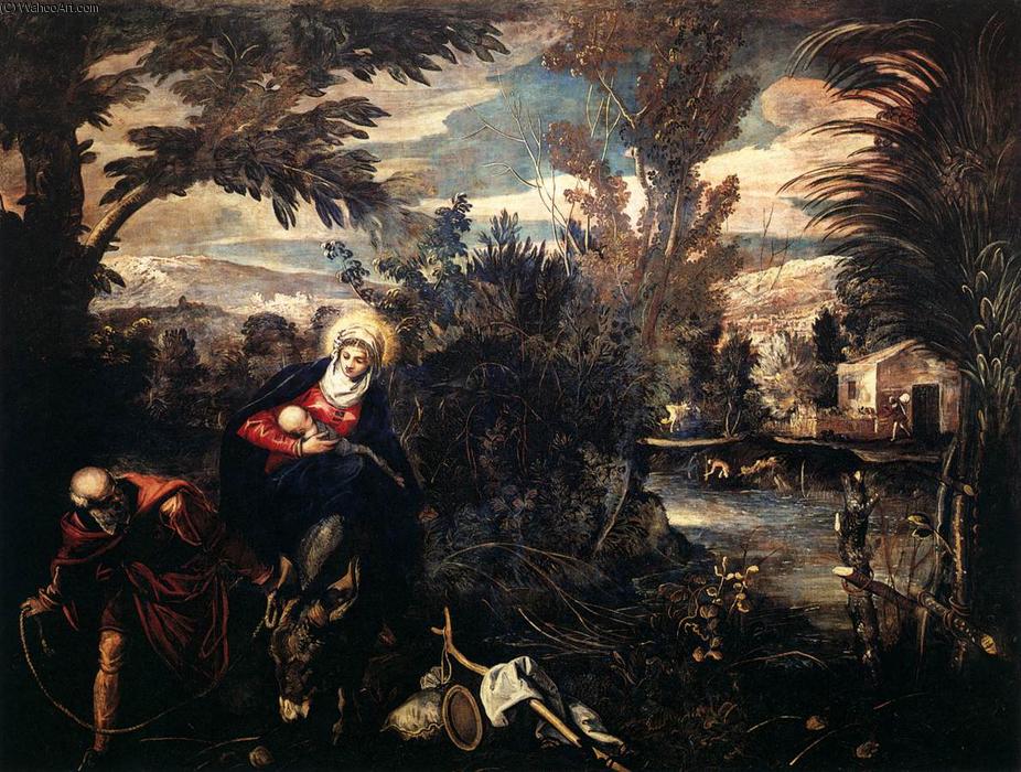Wikioo.org - Encyklopedia Sztuk Pięknych - Malarstwo, Grafika Tintoretto (Jacopo Comin) - The Flight into Egypt