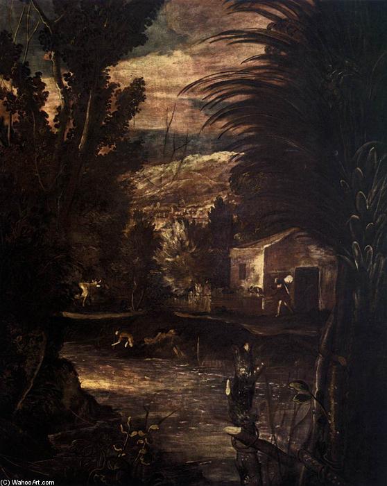 WikiOO.org - אנציקלופדיה לאמנויות יפות - ציור, יצירות אמנות Tintoretto (Jacopo Comin) - The Flight into Egypt (detail)