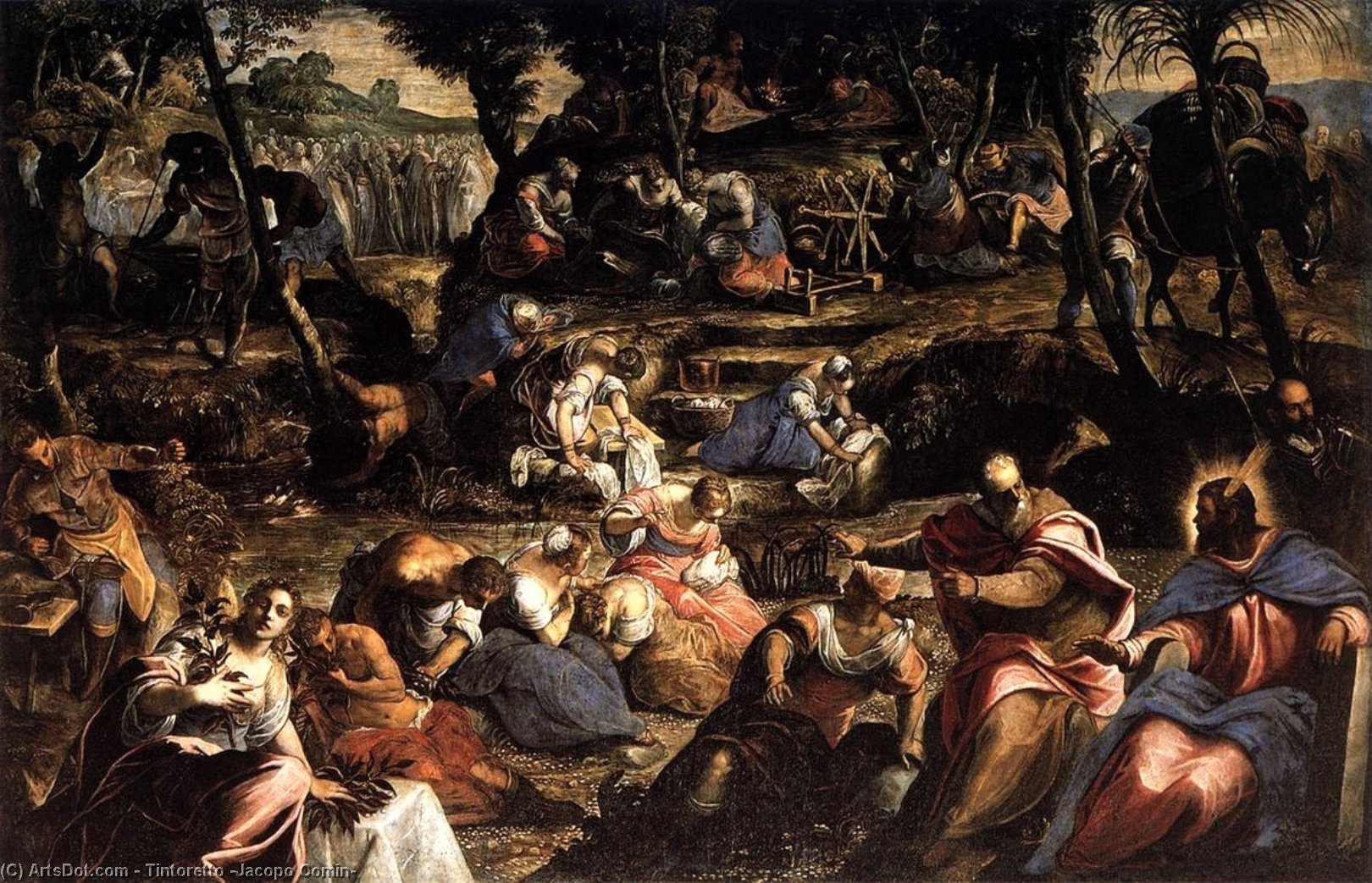 Wikioo.org - The Encyclopedia of Fine Arts - Painting, Artwork by Tintoretto (Jacopo Comin) - The Jews in the Desert