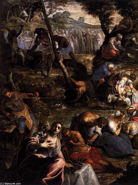 Wikioo.org - Die Enzyklopädie bildender Kunst - Malerei, Kunstwerk von Tintoretto (Jacopo Comin) - Judentum an  der  verlassen  Ausschnitt