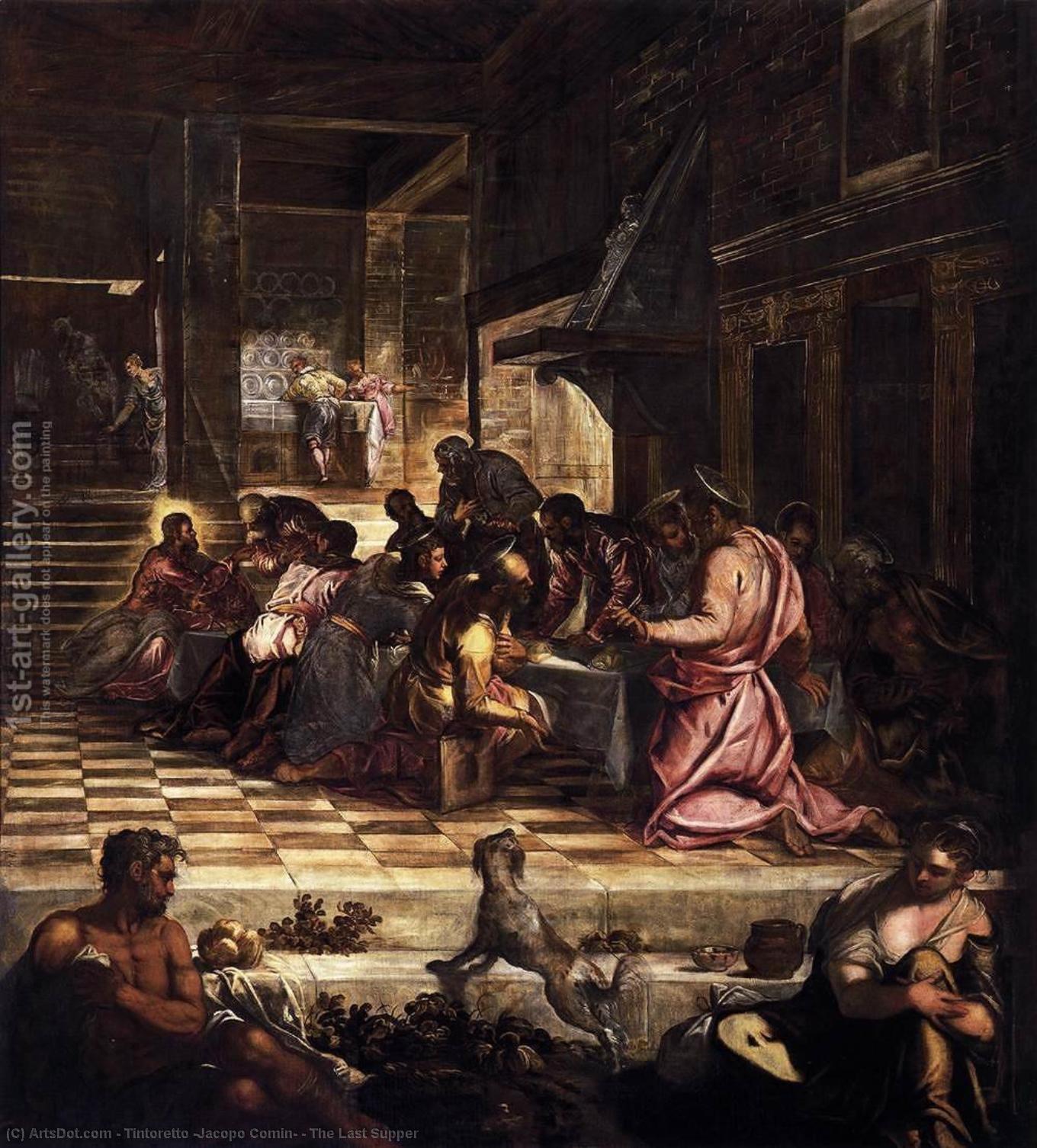 Wikioo.org – La Enciclopedia de las Bellas Artes - Pintura, Obras de arte de Tintoretto (Jacopo Comin) - La última cena