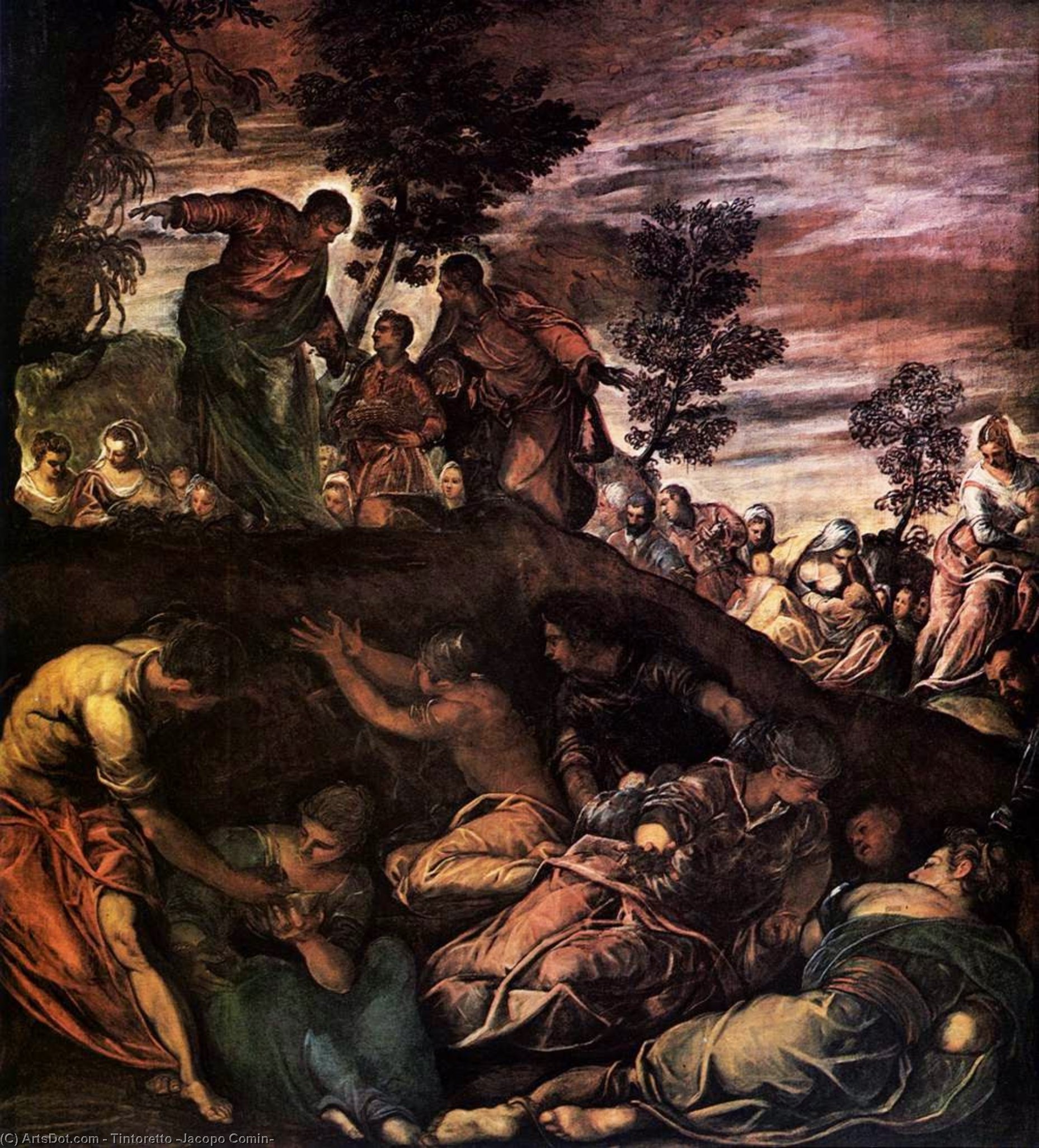 WikiOO.org - Encyclopedia of Fine Arts - Maleri, Artwork Tintoretto (Jacopo Comin) - The Miracle of the Loaves and Fishes