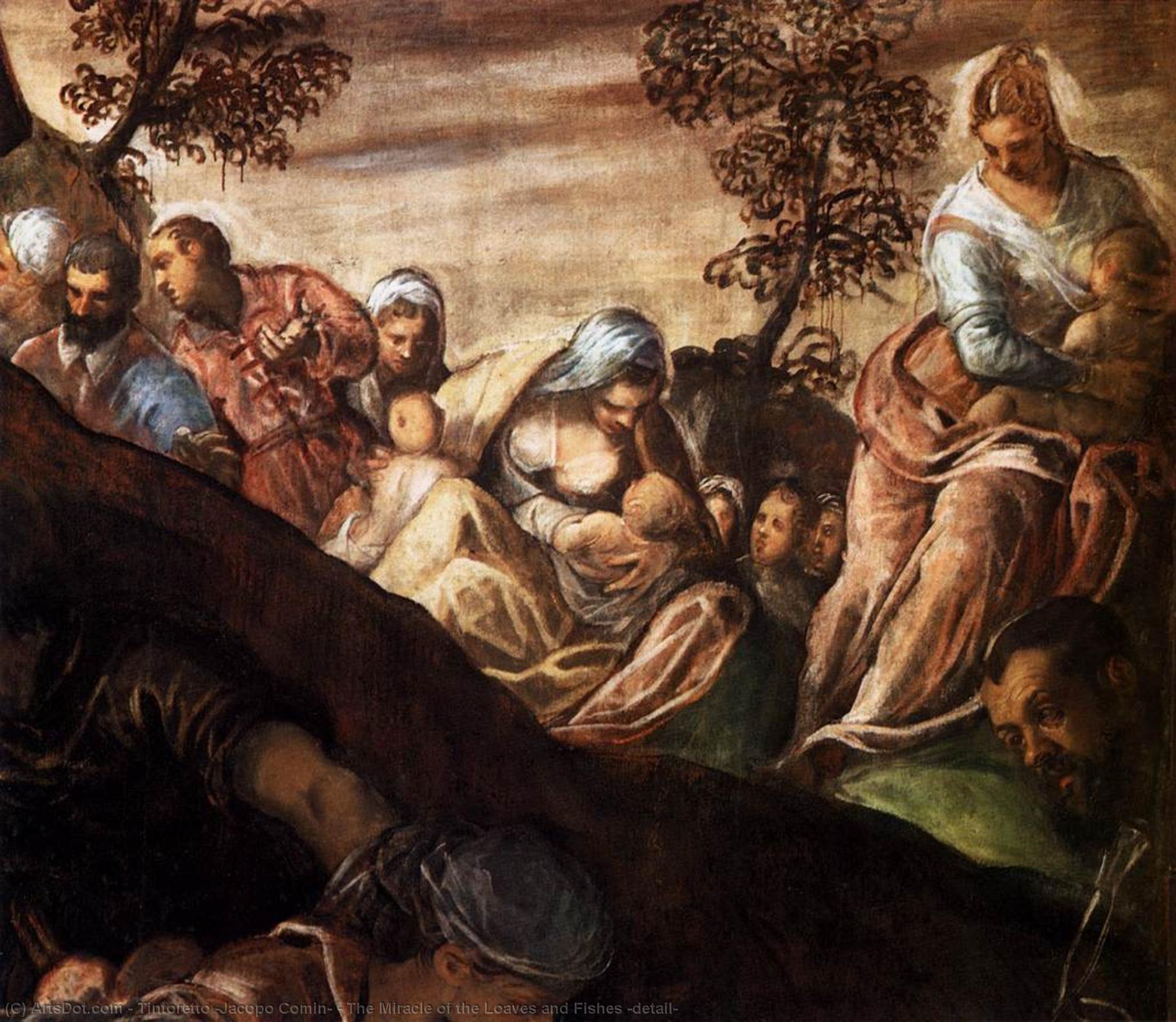 WikiOO.org - 백과 사전 - 회화, 삽화 Tintoretto (Jacopo Comin) - The Miracle of the Loaves and Fishes (detail)