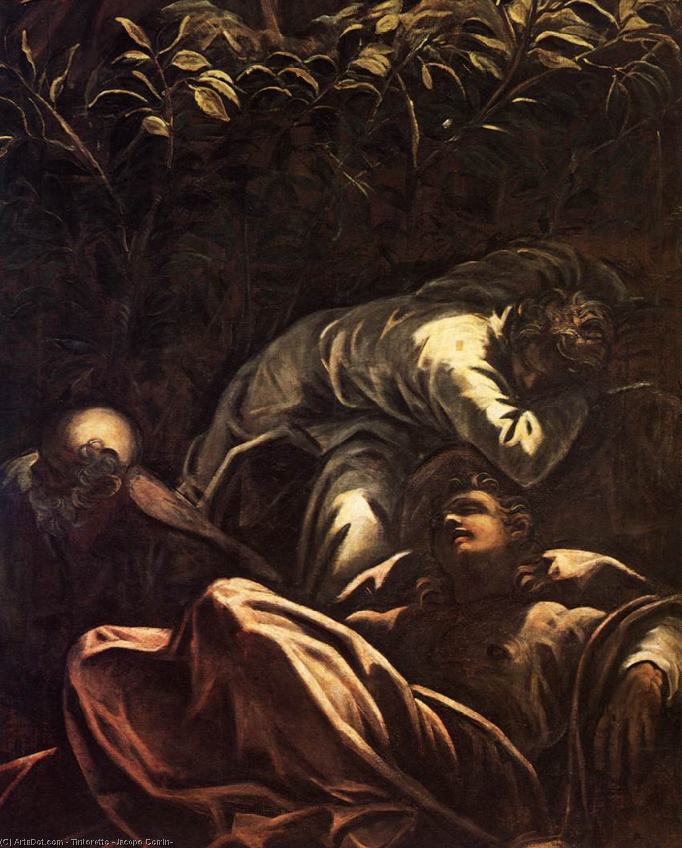 Wikioo.org – La Enciclopedia de las Bellas Artes - Pintura, Obras de arte de Tintoretto (Jacopo Comin) - el la oración en el jardín Detalle