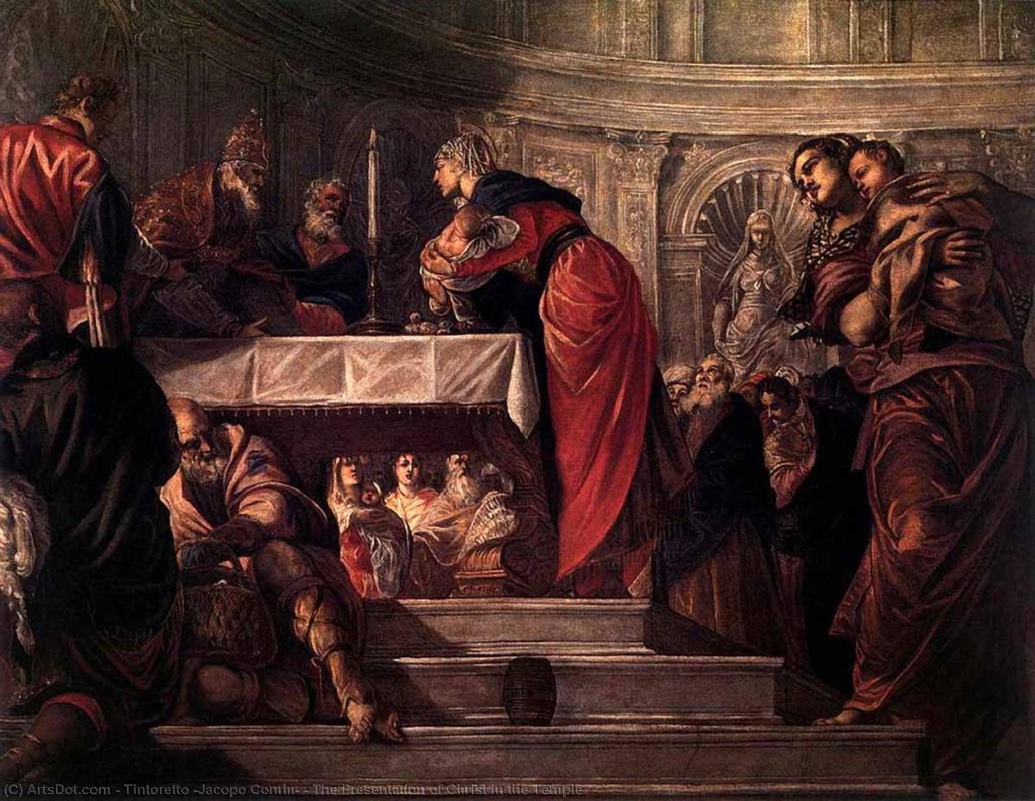 Wikioo.org – La Enciclopedia de las Bellas Artes - Pintura, Obras de arte de Tintoretto (Jacopo Comin) - el presentación de cristo en el templo