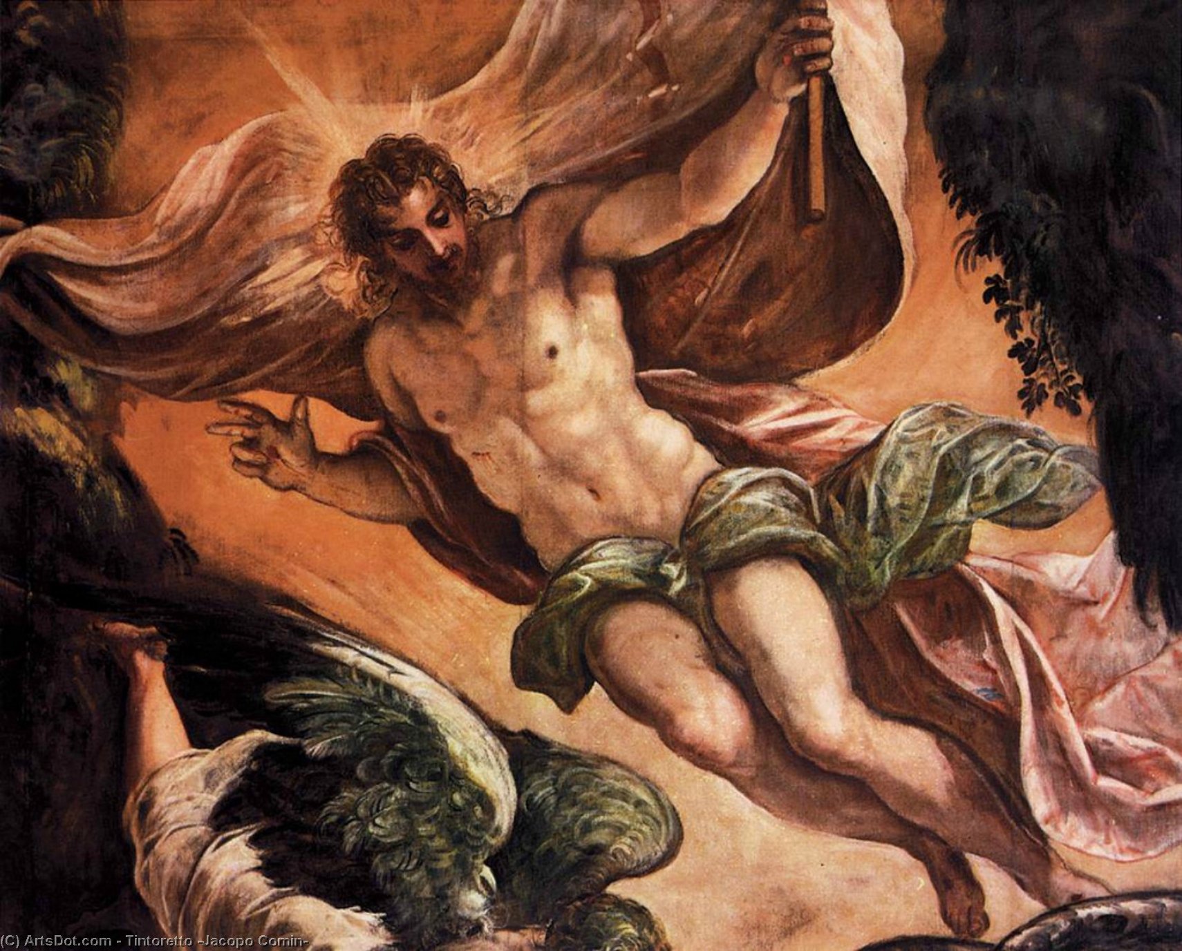 Wikioo.org – La Enciclopedia de las Bellas Artes - Pintura, Obras de arte de Tintoretto (Jacopo Comin) - el resurrección de cristo Detalle