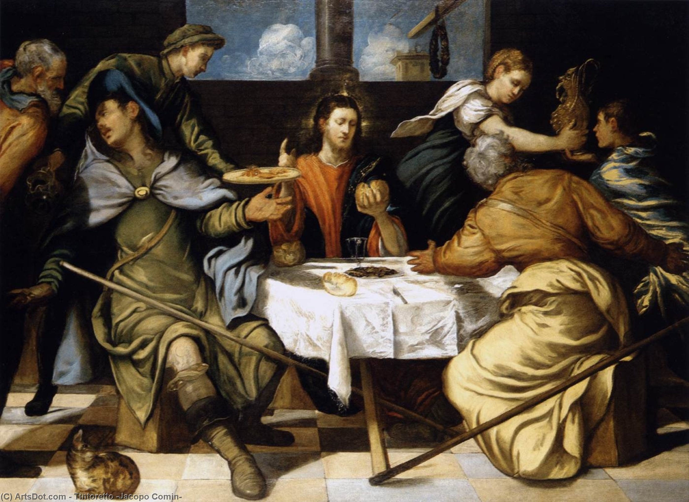 Wikioo.org – La Enciclopedia de las Bellas Artes - Pintura, Obras de arte de Tintoretto (Jacopo Comin) - La cena de Emaús