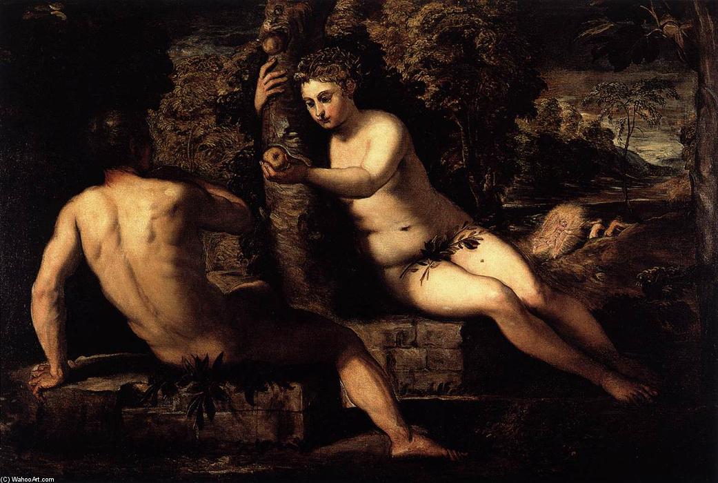 Wikioo.org – L'Enciclopedia delle Belle Arti - Pittura, Opere di Tintoretto (Jacopo Comin) - il tentazione di  Adamo