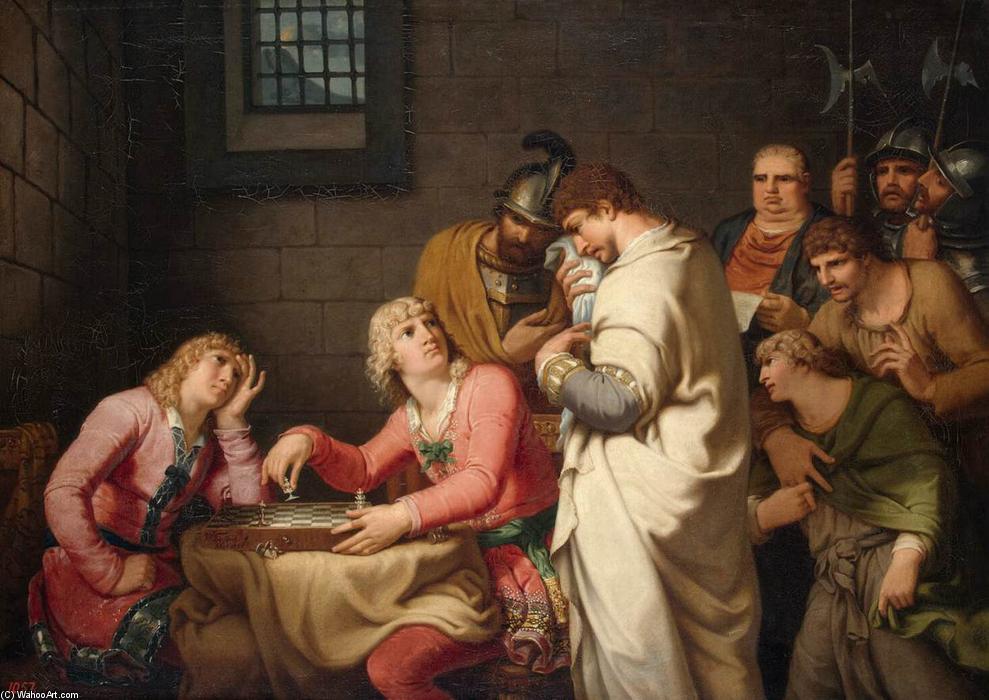 Wikioo.org - The Encyclopedia of Fine Arts - Painting, Artwork by Johann Heinrich The Younger Tischbein - Conradin of Swabia and Frederick of Baden Being Informed of Their Execution in Prison in Naples