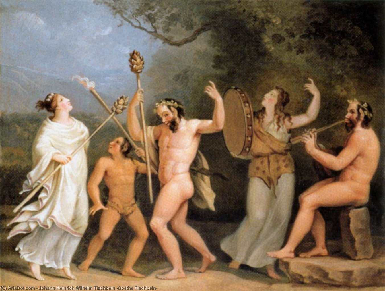 Wikioo.org - The Encyclopedia of Fine Arts - Painting, Artwork by Johann Heinrich Wilhelm Tischbein (Goethe Tischbein) - Dance of the Fauns and the Meneads