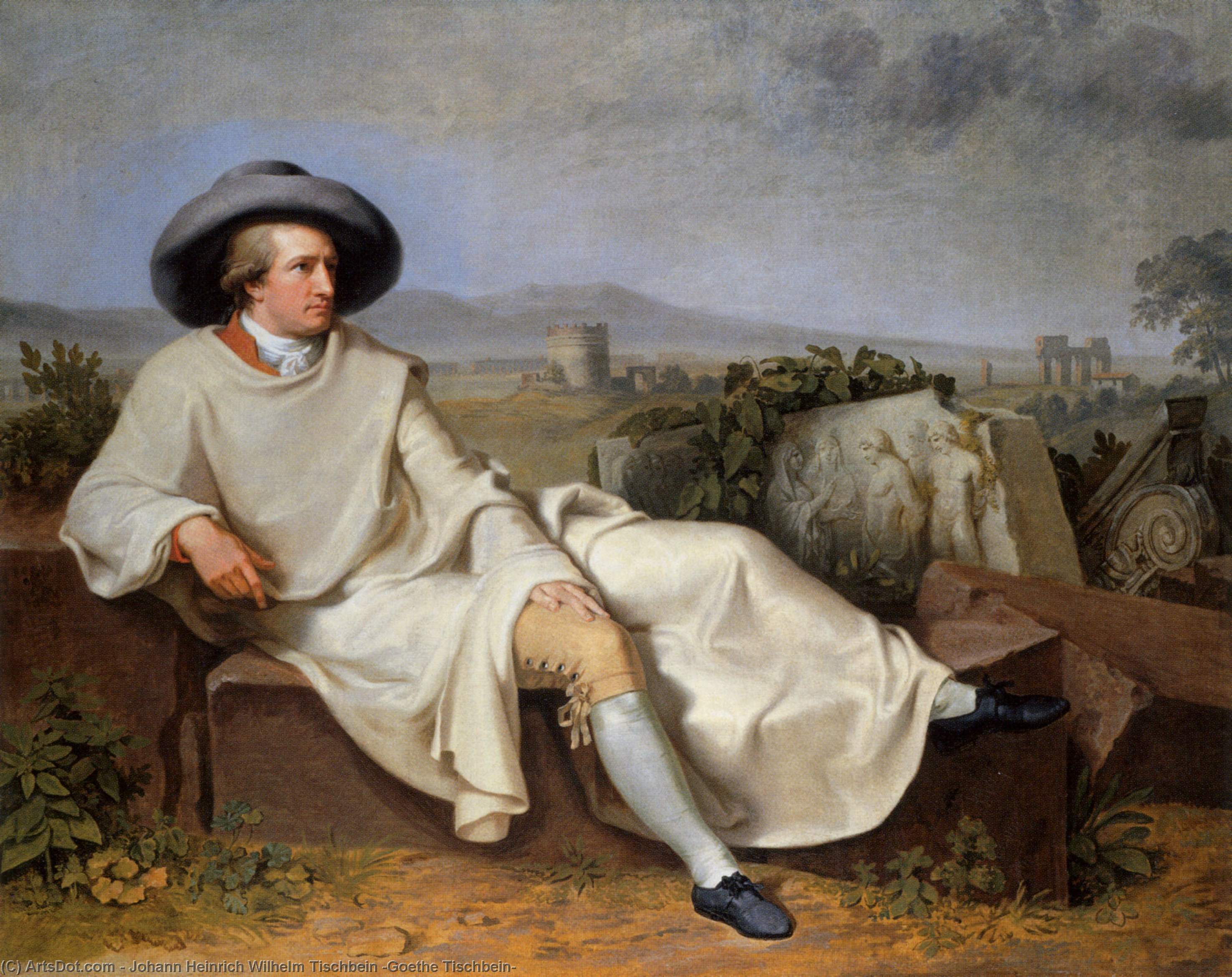 Wikioo.org – La Enciclopedia de las Bellas Artes - Pintura, Obras de arte de Johann Heinrich Wilhelm Tischbein (Goethe Tischbein) - Goethe en la campiña romana