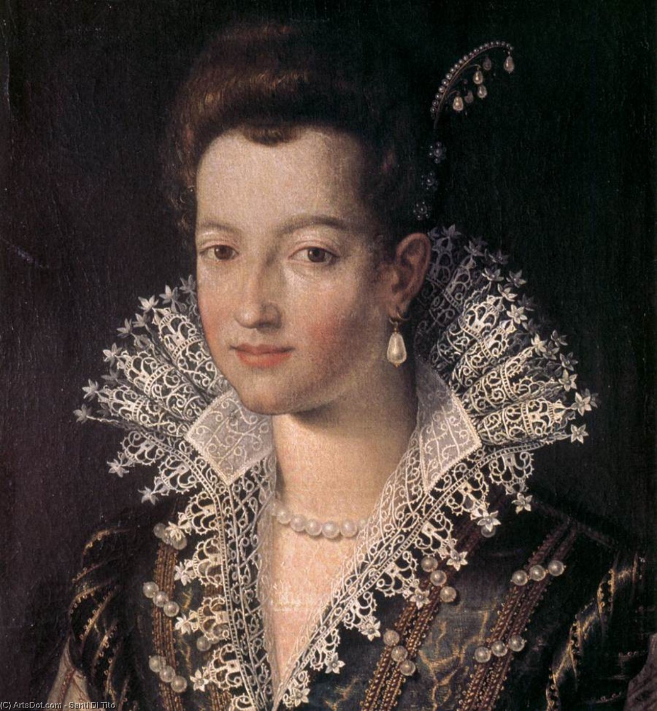 Wikioo.org – La Enciclopedia de las Bellas Artes - Pintura, Obras de arte de Santi Di Tito - Retrato de la Joven Maria de' Medici
