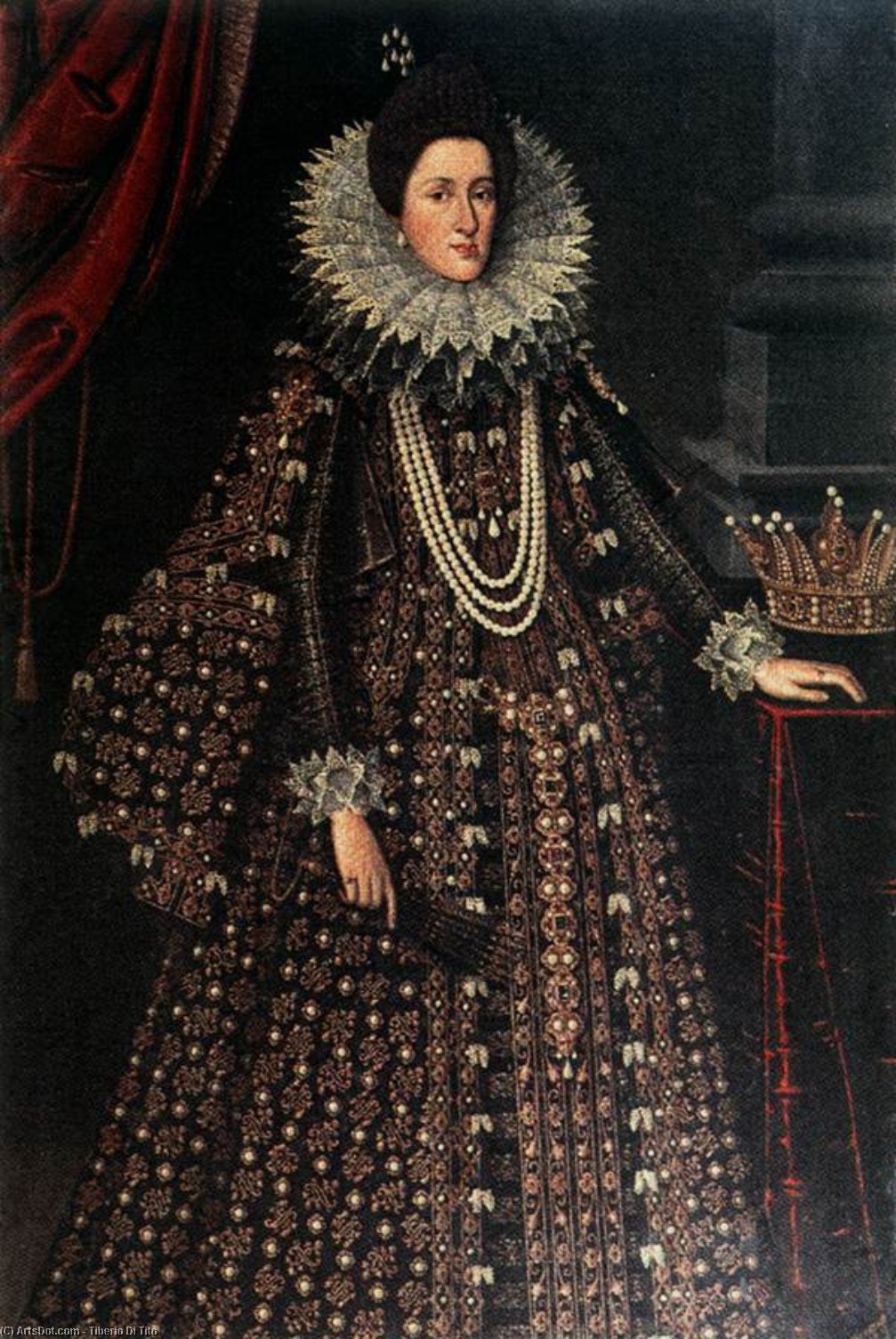 Wikioo.org - The Encyclopedia of Fine Arts - Painting, Artwork by Tiberio Di Tito - Portrait of Maria Maddalena of Austria