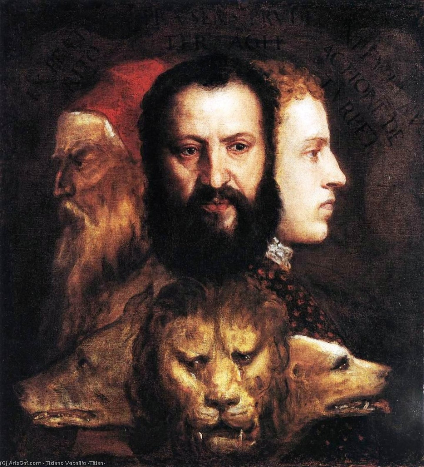 WikiOO.org - Encyclopedia of Fine Arts - Maľba, Artwork Tiziano Vecellio (Titian) - Allegory of Time Governed by Prudence