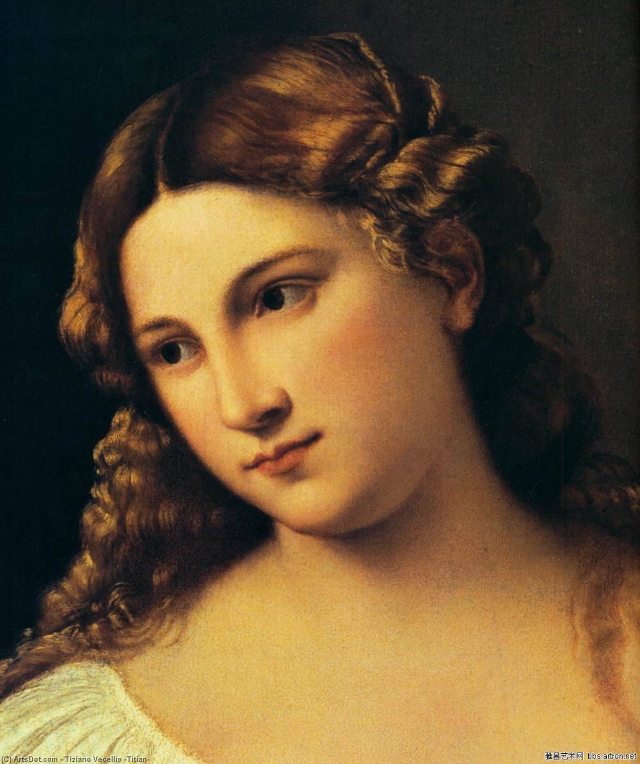 Wikioo.org - The Encyclopedia of Fine Arts - Painting, Artwork by Tiziano Vecellio (Titian) - Flora (detail)