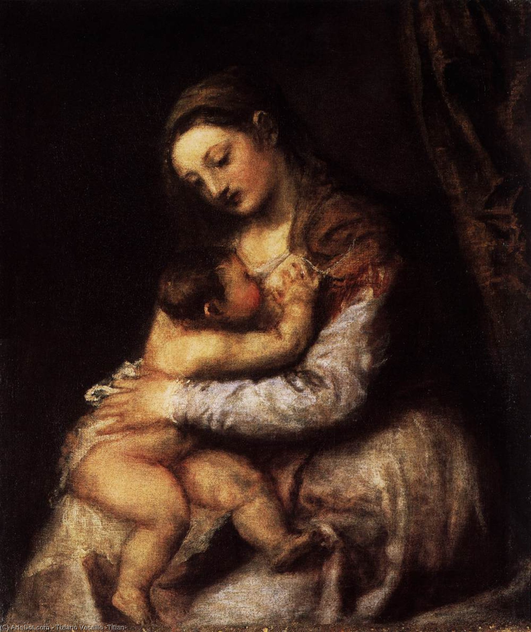 Wikioo.org – La Enciclopedia de las Bellas Artes - Pintura, Obras de arte de Tiziano Vecellio (Titian) - madonna y niño