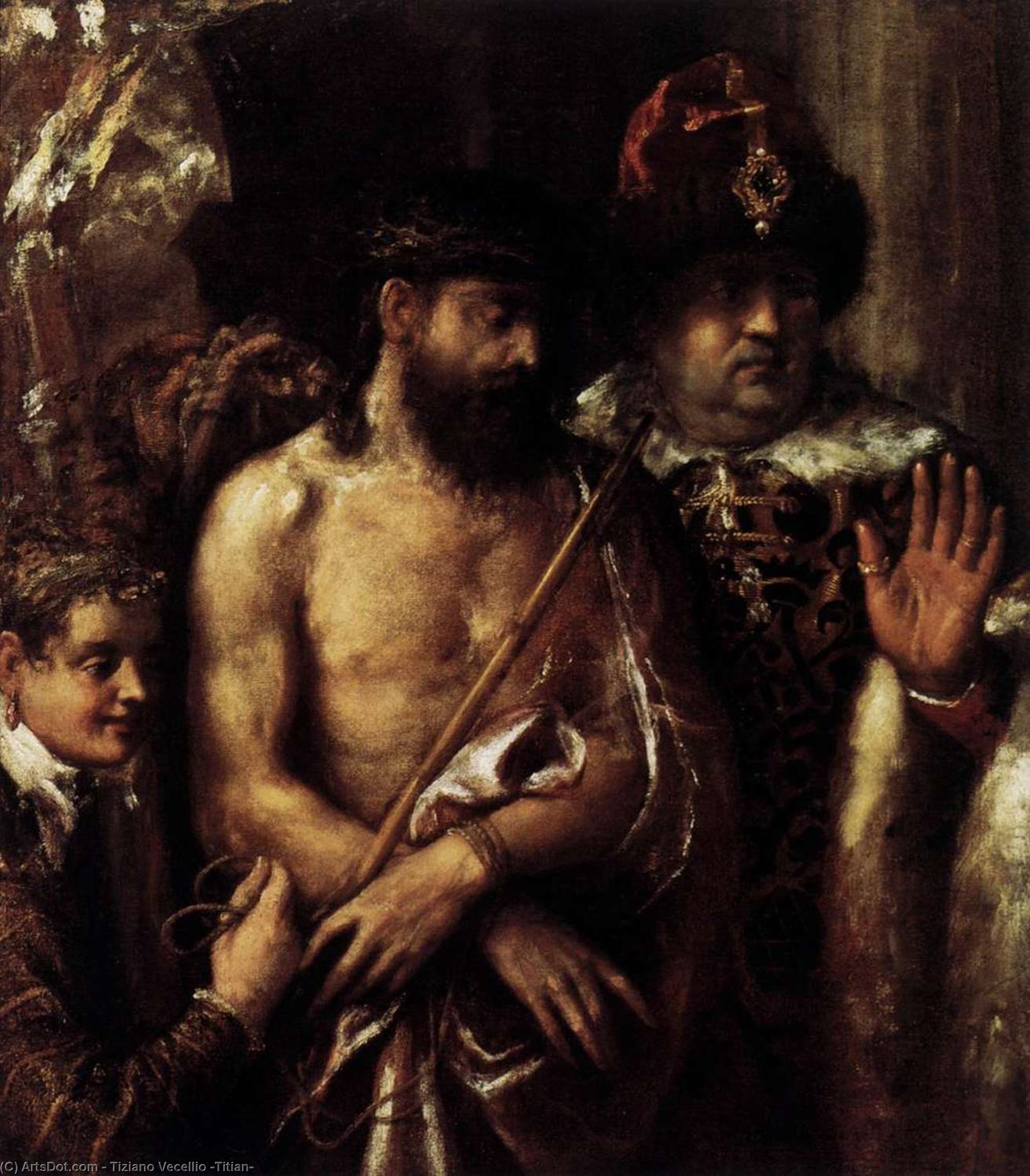 WikiOO.org - Encyclopedia of Fine Arts - Schilderen, Artwork Tiziano Vecellio (Titian) - Mocking of Christ