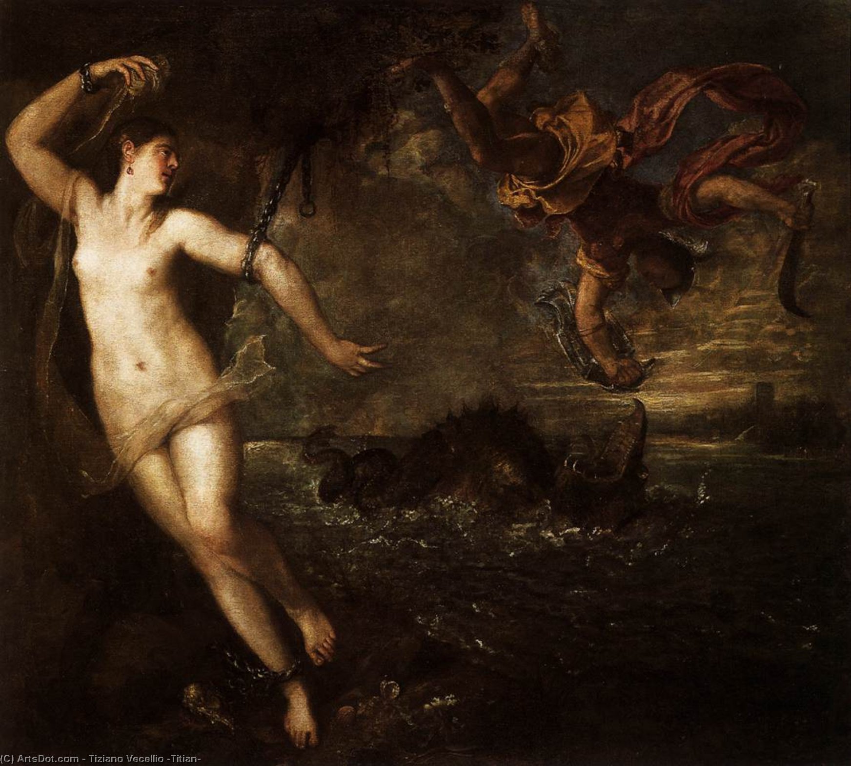 Wikioo.org - The Encyclopedia of Fine Arts - Painting, Artwork by Tiziano Vecellio (Titian) - Perseus and Andromeda