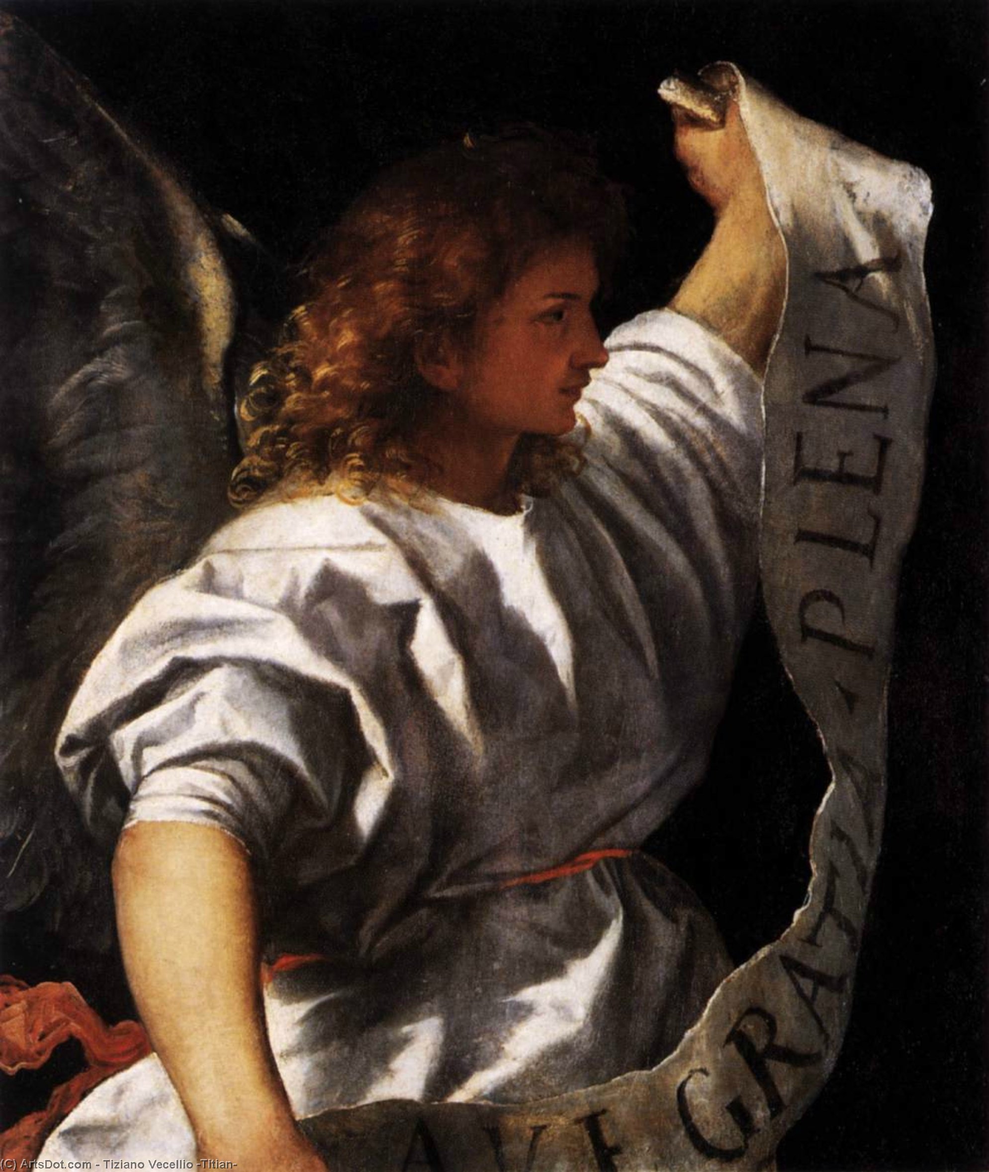 WikiOO.org - دایره المعارف هنرهای زیبا - نقاشی، آثار هنری Tiziano Vecellio (Titian) - Polyptych of the Resurrection: Archangel Gabriel